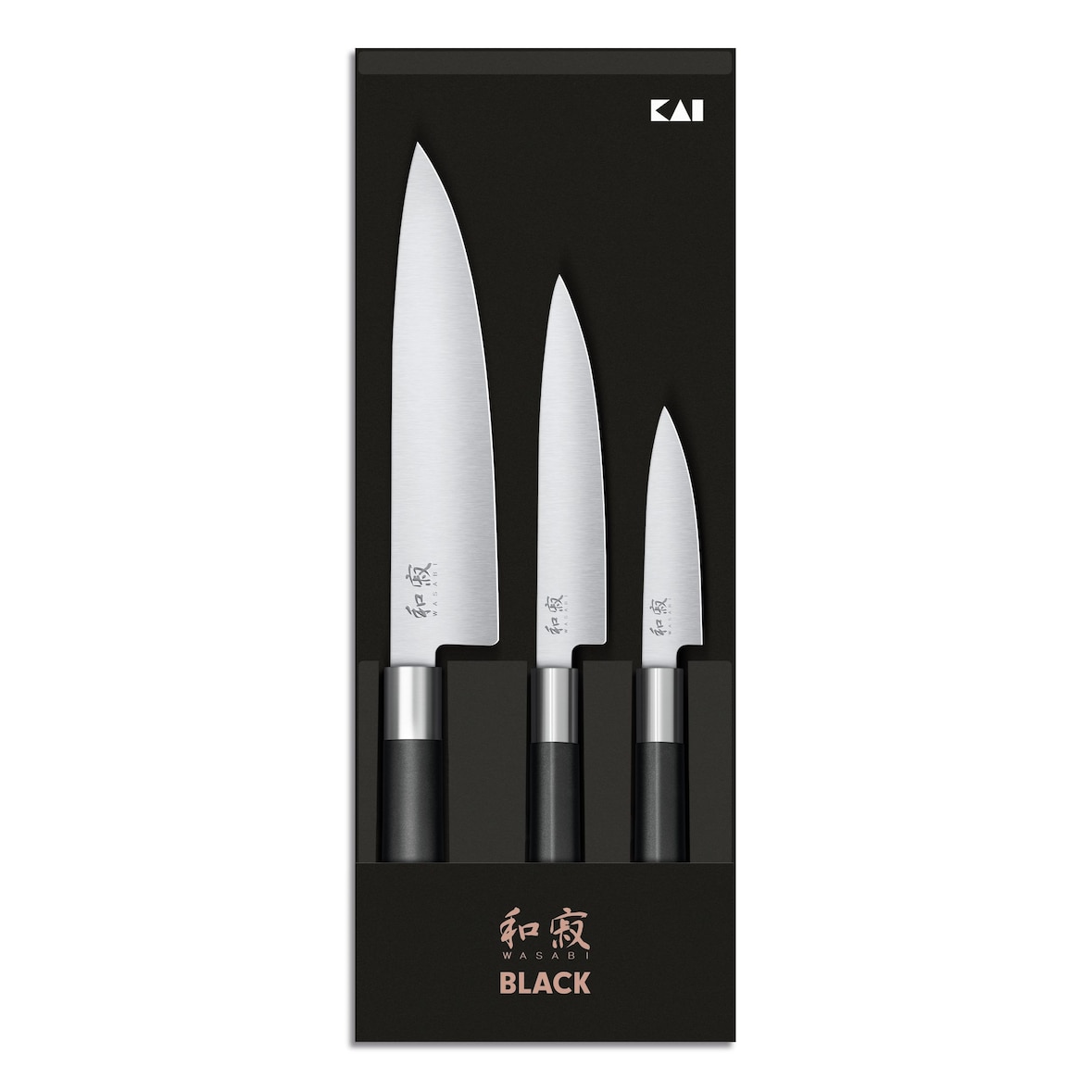 KAI Set 3 couteaux Office / Universel / Chef - Wasabi Black