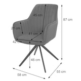 thumbnail of 6er-Set Esszimmerstuhl HWC-L79, Küchenstuhl Lehnstuhl Stuhl Armlehnen, drehbar Auto-Position Stoff/Textil ~ anthrazit
