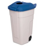 thumbnail of 100 Liter Tonne mit Einwurföffnung im Deckel, BxTxH 510x550x850 mm, beige/blau