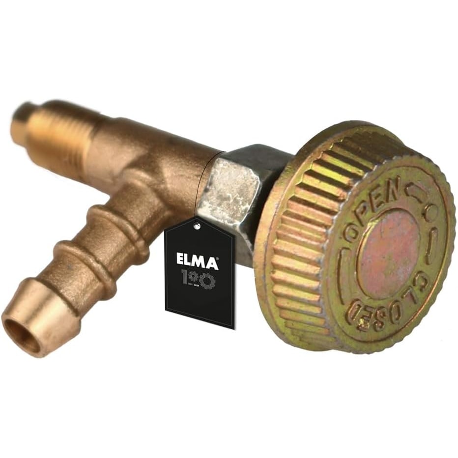 ELMA Válvula Reguladora de Gas Butano y Propano para Hornillo a Gas 8mm I Fabricado en Latón I Llave de Paso para Mangueras de Gas