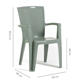 thumbnail of Set de 4 chaises monobloc en polypropylène avec fibre de verre, effet rotin, empilables pour extérieur et jardin, bar et restaurant - Diana - Sauge