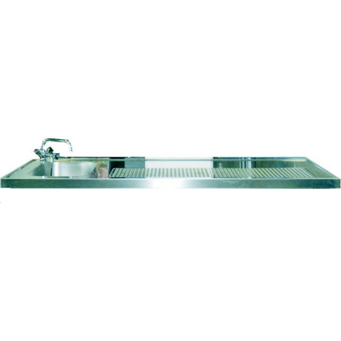 KBS barblad 1600x750mm met kraalrand 1 spoelbak links RVS