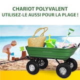 thumbnail of Chariot de jardin à Benne basculante Charge 200kg 75L - Chariot de Transport 4 roues Bois, Terre, Mobilier de Jardin Plage KZ