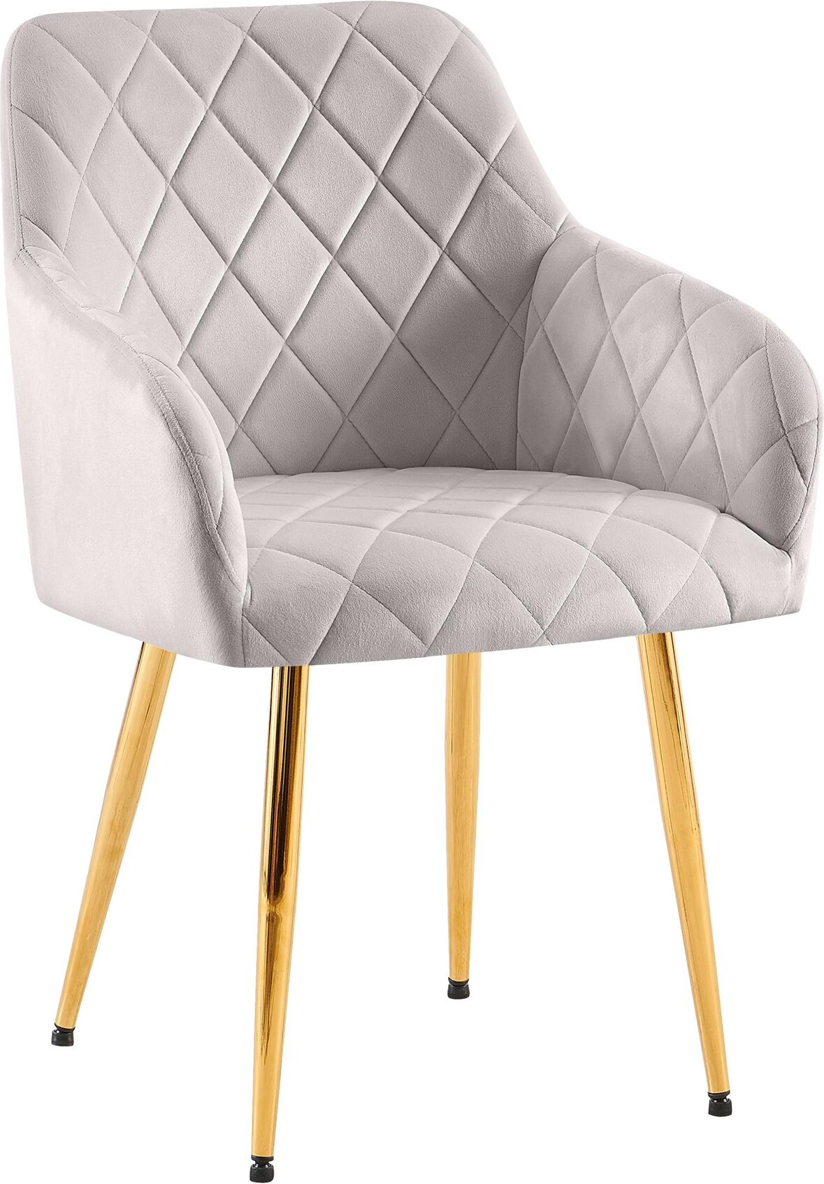 Décoshop26 - Esszimmerstuhl x1 in grauem Samt mit schicker und moderner rautenförmiger Ziernaht 10_0007831