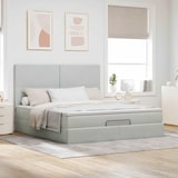 thumbnail of vidaXL Ottoman-Bett mit Matratzen Hellgrau 160x200 cm Samt