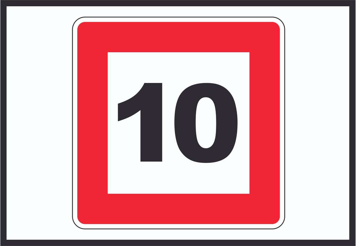 Höchstgeschwindigkeit 10 km/h nicht zu überschreiten Schild mit Symbol A3 Rückseite selbstklebend