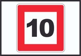 thumbnail of Höchstgeschwindigkeit 10 km/h nicht zu überschreiten Schild mit Symbol A3 Rückseite selbstklebend