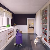 thumbnail of Relaxdays Einkaufstrolley, klappbar, 25 L Einkaufstasche mit Rollen, bis 10 kg belastbar, HBT: 91 x 40 x 30 cm, rot