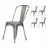 thumbnail of Lot de 4 chaises en métal brut aspect galvanisé - Style industriel