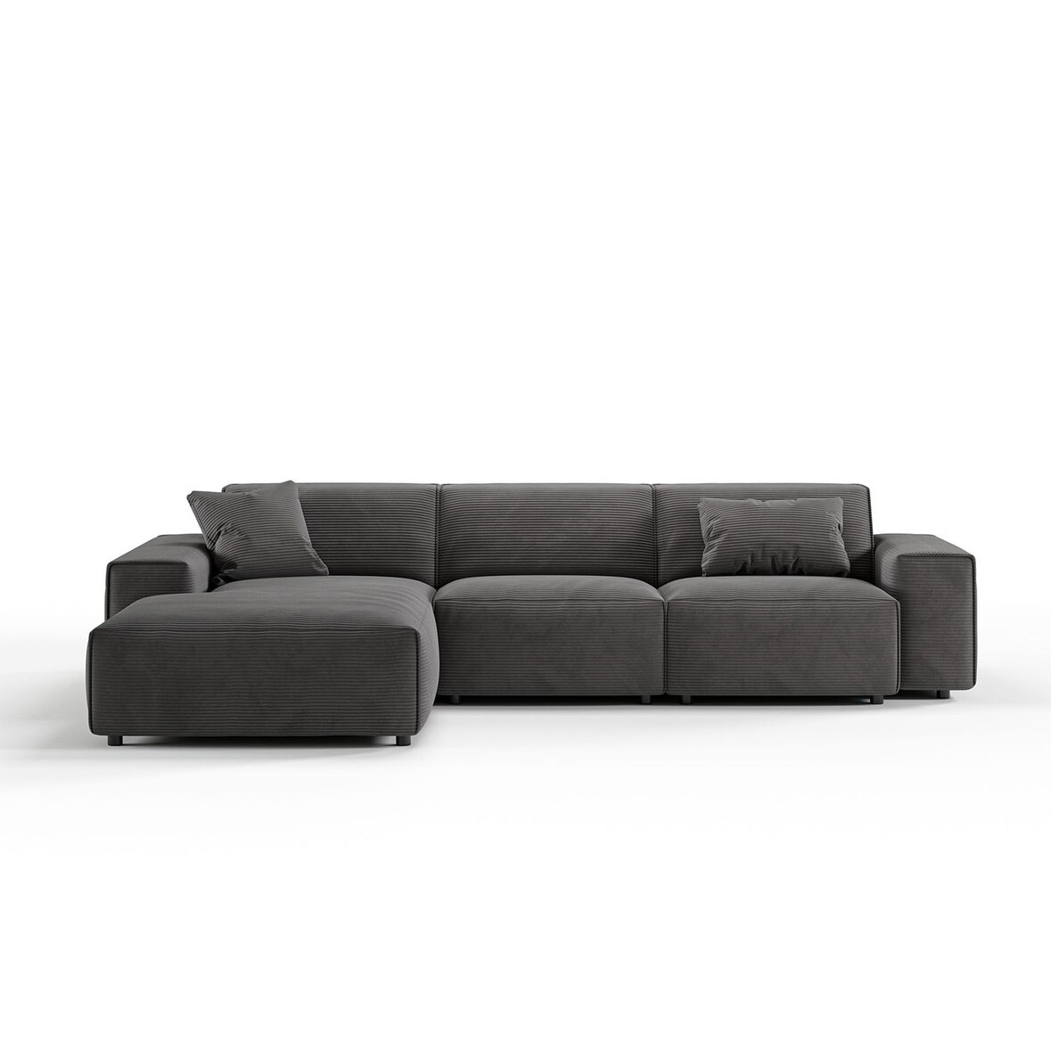 KAWOLA Sofa RANI Ecksofa Cord grau Recamiere links