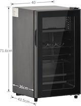 thumbnail of Merax Minibar Getränkekühlschrank mit Glastür, 40 x 43.5 x 71.6 cm, 76 L, E, 83 kWh/Jahr, 43 dB, schwarz