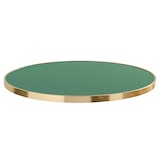 thumbnail of Plateau de table rond blanc avec cerclage doré 60 cm vert mat/doré