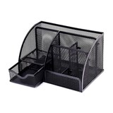 thumbnail of Organizador Sobremesa Q-Connect Kf17295 Metalico Curvo Rejilla Negra Con 5 Departamentos 220X140X130 Mm