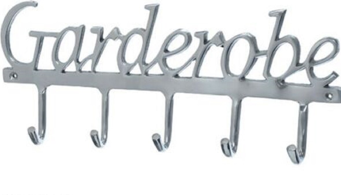 Garderobe Schriftzug silber Aluminium L.38 cm