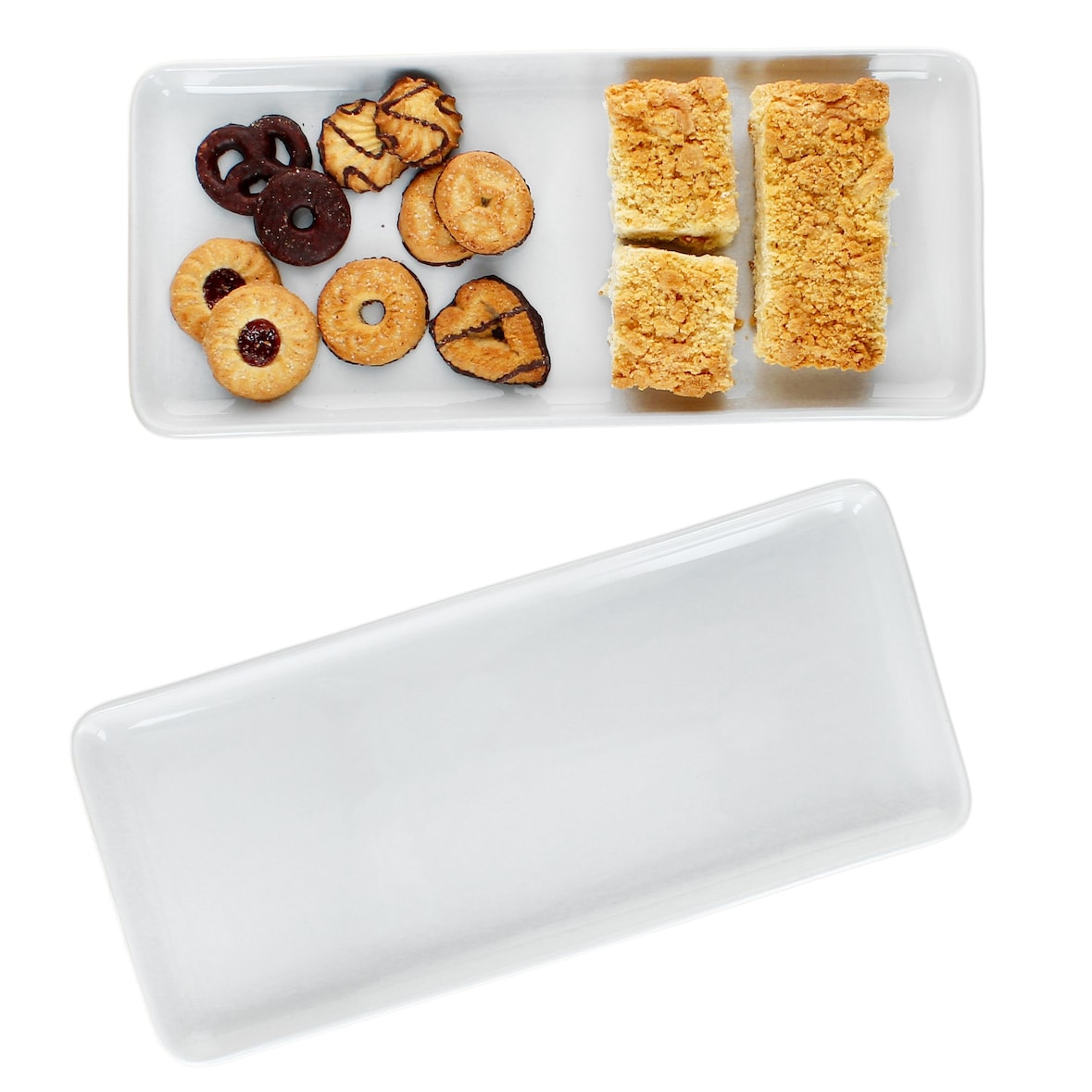 2x ANNA Kuchenplatte weiß rechteckig aus Porzellan - 161881