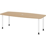 thumbnail of bümö Konferenztisch oval 220x103 cm großer Besprechungstisch in Eiche, Besprechungstisch mit Gestell in Weiß, Meetingtisch für 8 Personen, XL-Tisch