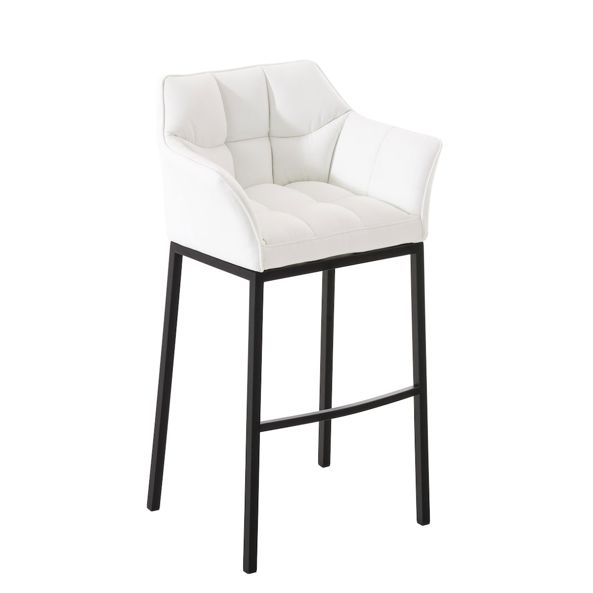 Banco de bar Damaso em couro sintético com estrutura de quatro pernas branco/preto