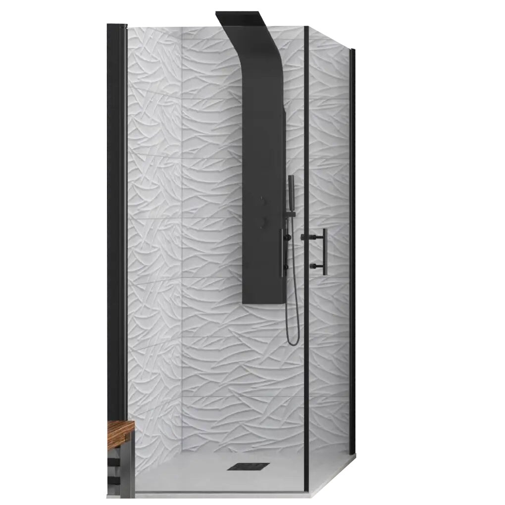 Box Doccia Trasparente H200 Doppia Battente Profili Neri - 70x75