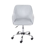 thumbnail of Cadeira de escritório HWC-F82, cadeira de secretária giratória executiva, design retro aveludado ~ cinzento