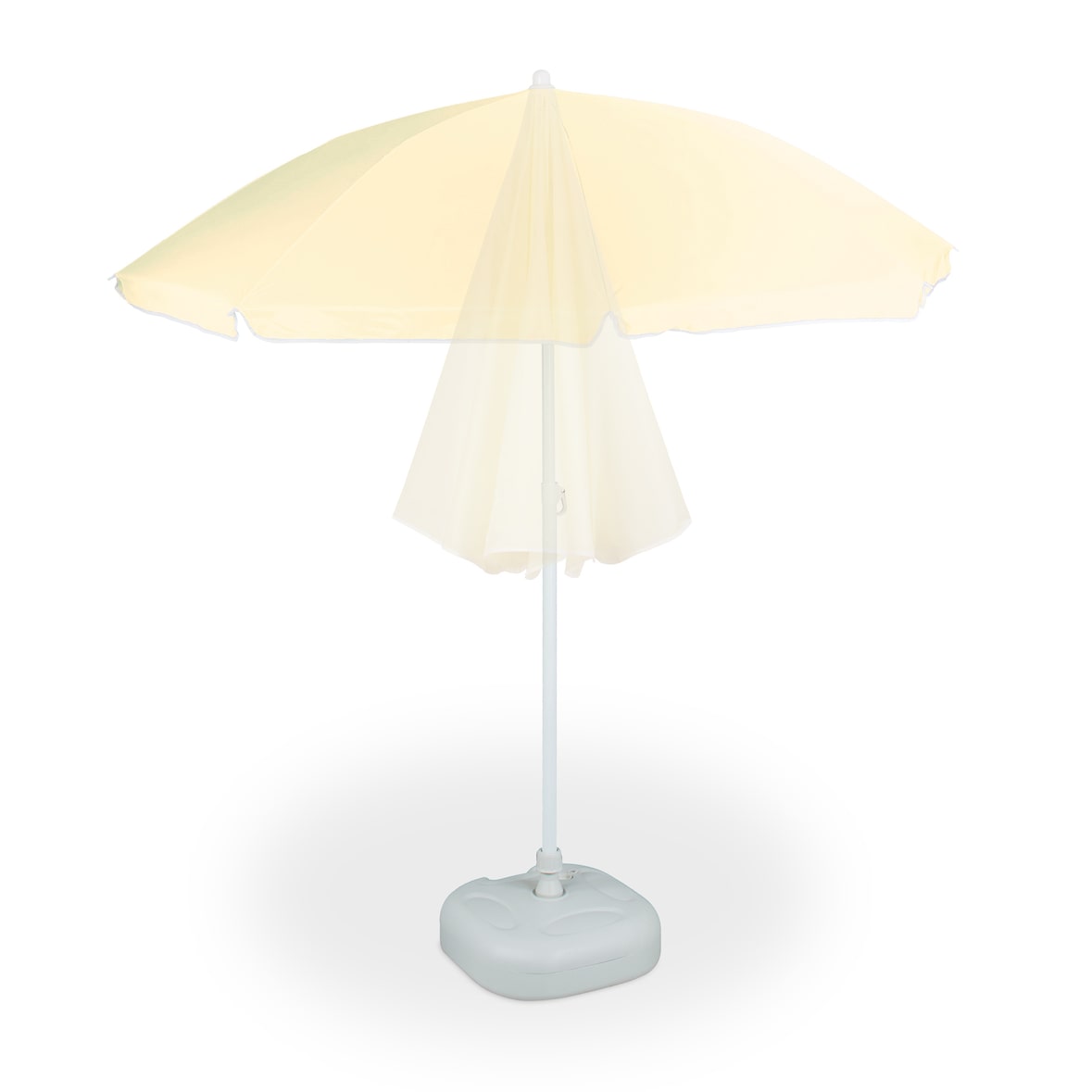 Relaxdays Sonnenschirm, Ø 180 cm, höhenverstellbar, kippbar, Balkonschirm rund, Polyester, Stahl, Strandschirm, hellgelb