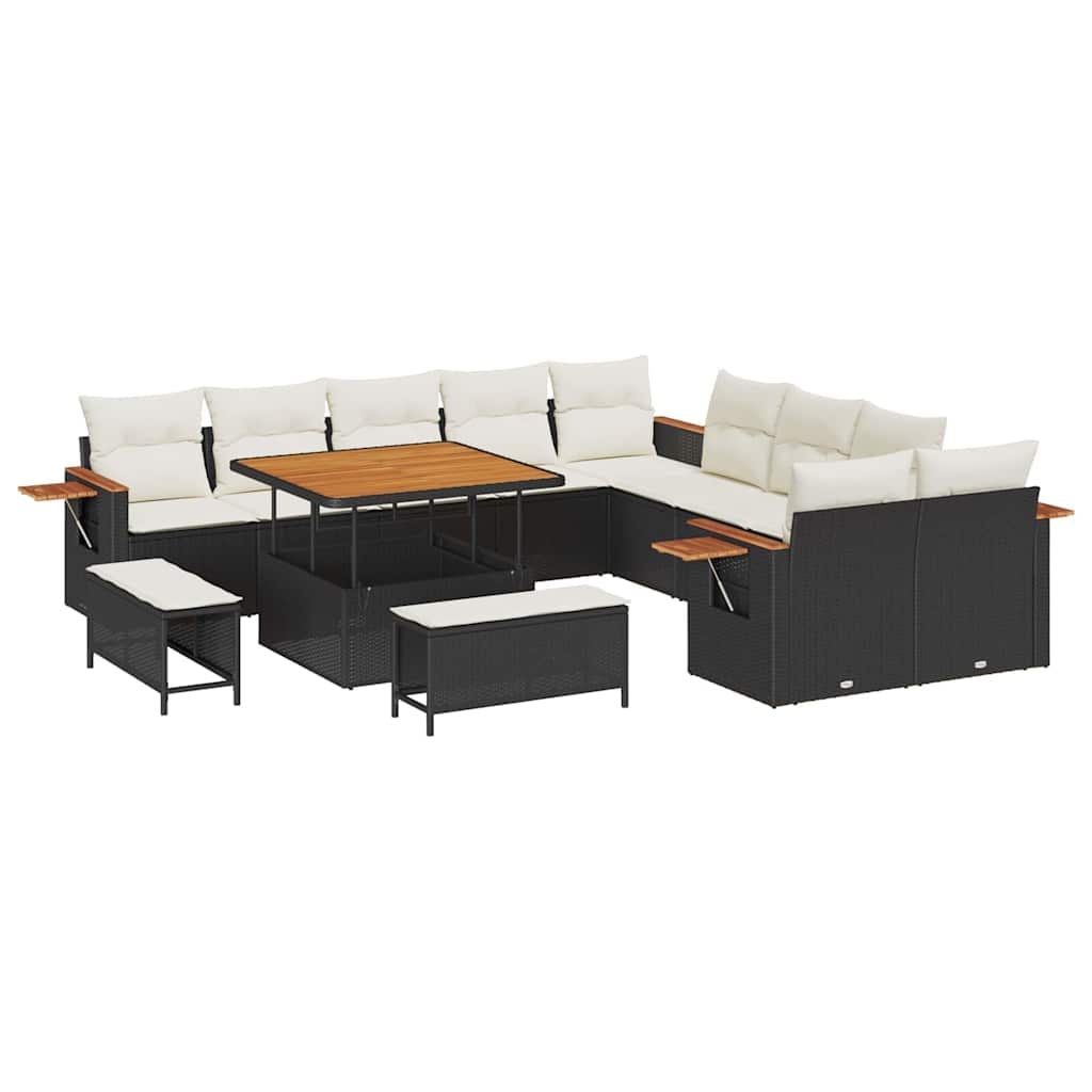 vidaXL Garten-Sofa-Set 13 pcs Schwarz und Creme 100 x 100 x 71 cm