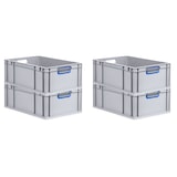 thumbnail of PROREGAL 4x Eurobox NextGen Color | HxBxT 22x40x60cm | 44 Liter | Griffe blau offen | Verstärkter Boden | Eurobehälter
