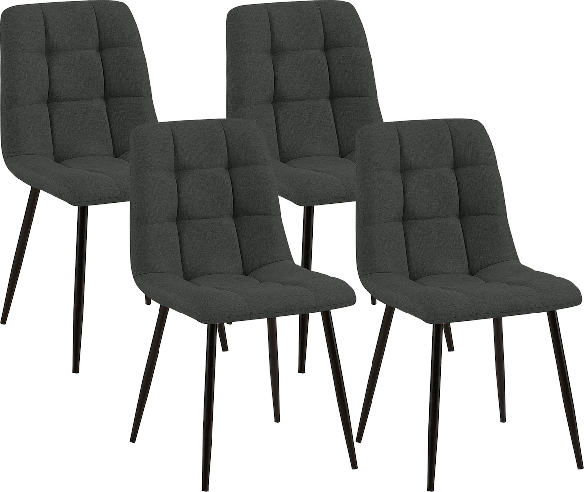 CLP 4er Set Esszimmerstühle Tilde Stoff HBT: 84x45x55 cm dunkelgrau Stoff