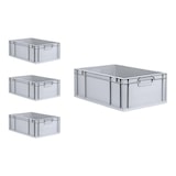 thumbnail of PROREGAL SuperSparSet 4x Eurobox NextGen Economy mit Scharnierdeckel & schwarzen Verschlüssen, Griffe zu, HxBxT 22x40x60cm, 44L, Eurobehälter, Box