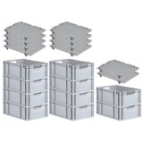 thumbnail of PROREGAL SparSet 10x Eurobox NextGen Economy mit Auflagedeckel & 4x Verschlüsse Schwarz, Griffe offen, HxBxT 22x40x60cm, 44L, Eurobehälter, Box