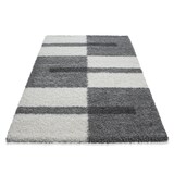 thumbnail of Teppich Schlafzimmer Hochflor Karo Samtweich Waschbar Strapazierfähig Wohnzimmer Hellgrau 280x370 cm – WATZMANN von Kadima Design