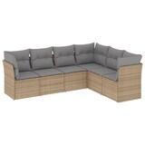 thumbnail of vidaXL 6-tlg. Garten-Sofagarnitur mit Kissen Beige Poly Rattan