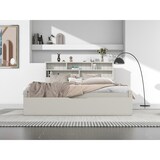 thumbnail of Doppelbett 140x200 cm aus Massivholz mit Schubladen – Stauraum Kopfteil, Weiß, stabil, funktionales Design für Jugendliche und Erwachsene