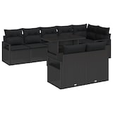 thumbnail of vidaXL 9-teiliges Garten-Sofaset mit Kissen in Schwarz aus Poly-Rattan