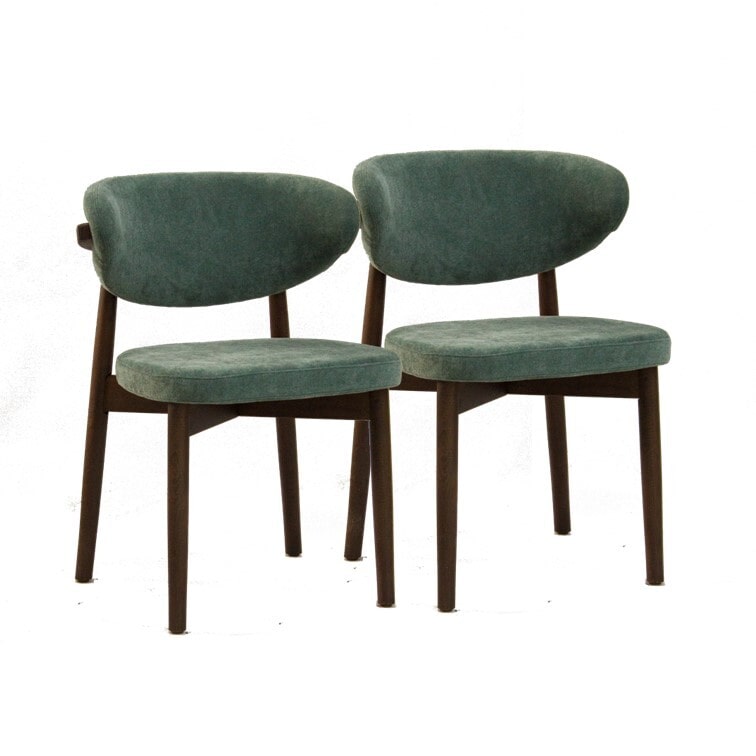 METRO PROFESSIONAL Chaise de restaurant rembourrée Rivello, lot de 2, bois de hêtre, wengé/vert