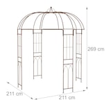 thumbnail of Relaxdays Rosenpavillon Metall, HBT 269 x 211 x 211 cm, Rankhilfe Kletterpflanzen, Garten, Rankpavillon mit Haken, braun