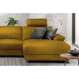 thumbnail of KAWOLA Sofa LOLA Ecksofa XL Stoff curry mit motorischer Relaxfunktion Recamiere rechts