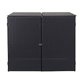 thumbnail of PROREGAL 2er-Mülltonnenverkleidung | HxBxT 176x130x131cm | Poly-Rattan 2x120l | Schwarz | Mülltonnenbox Mülltonnenabdeckung