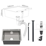 thumbnail of Gasfrit - Keukenspoelbak met sifon voor opbouwmontage van roestvrij staal grijs, 1 spoelbak, 540 x 490 x 200 mm
