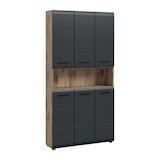 thumbnail of Ice Badschrank 6 Türen, 1 Regal Schwarz matt, Eiche Dekor.