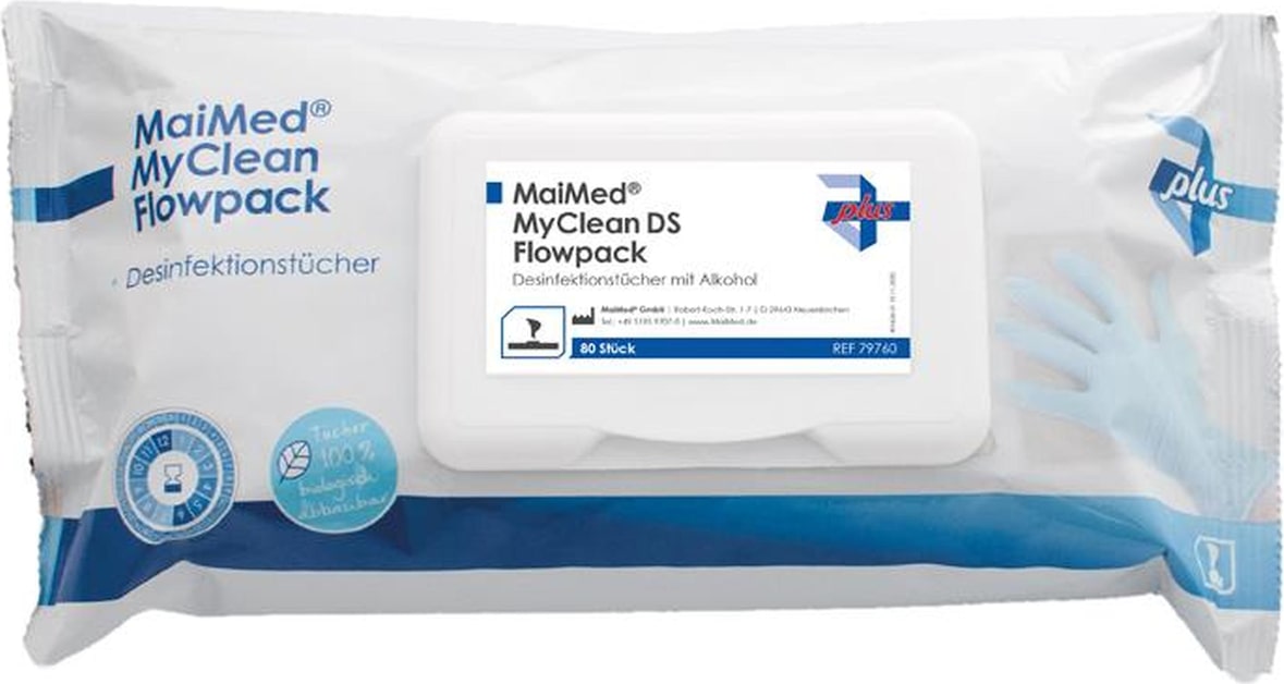 MaiMed MyClean DS Flowpack - 12 x 80 Desinfektionstücher