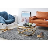 thumbnail of SalesFever Couchtisch Ø 80 cm rund | Sicherheitsglasplatte grau 8 mm | Gestell goldfarben, rostfreier Edelstahl | Grau / Gold