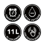 thumbnail of MAXXMEE Heißluft-Fritteuse Doppelkammer 11l - Kombination aus Heißluftofen, Grill & Fritteuse mit 2 XXL-Frittierfächern je 5,5l - Digitales Bedienfeld