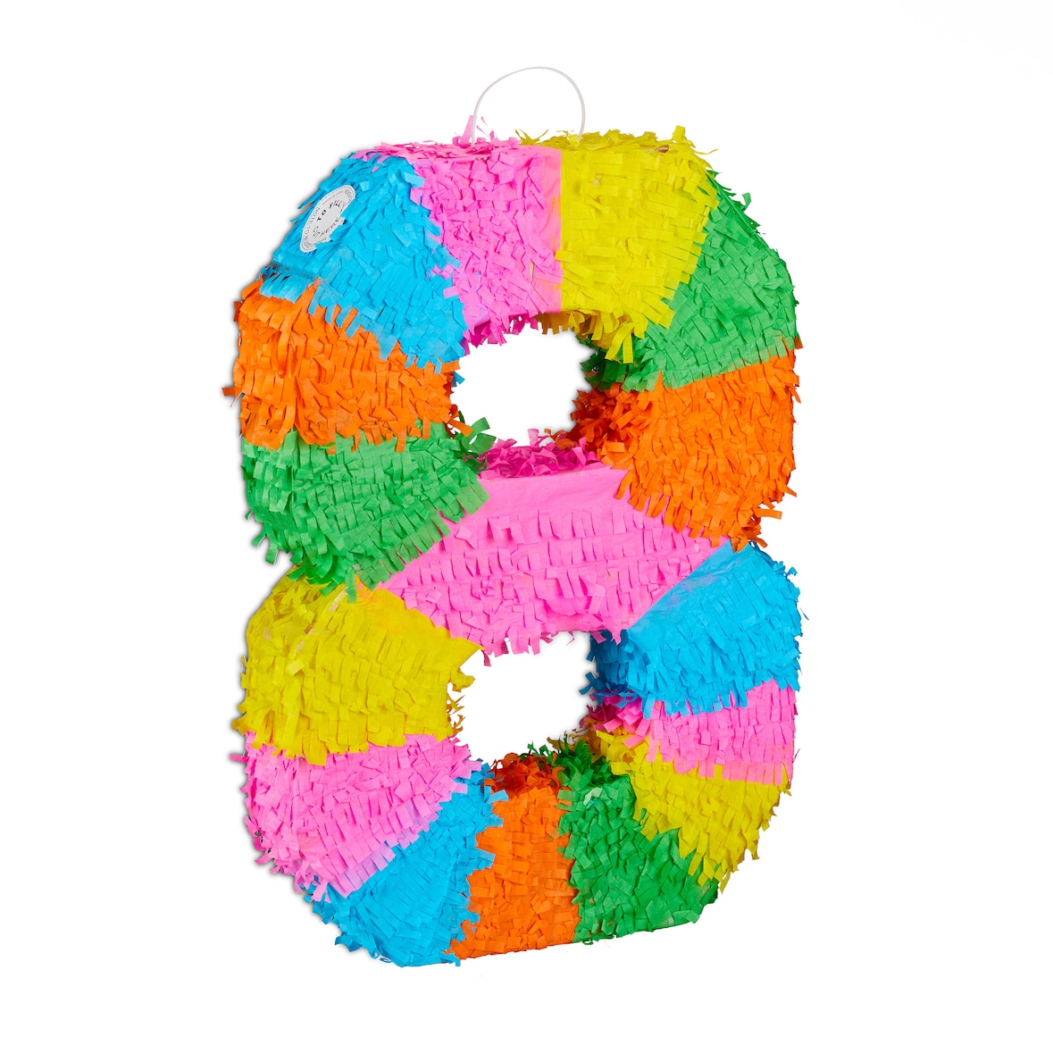 Relaxdays Pinata Geburtstag, Zahl 8, zum Aufhängen, Kinder & Erwachsene, Papier, zum selbst Befüllen, Piñata, bunt