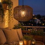 thumbnail of LED Hängeleuchte Lampenschirm aus Kunststoffseil für Terrasse D: 24,5cm Timer