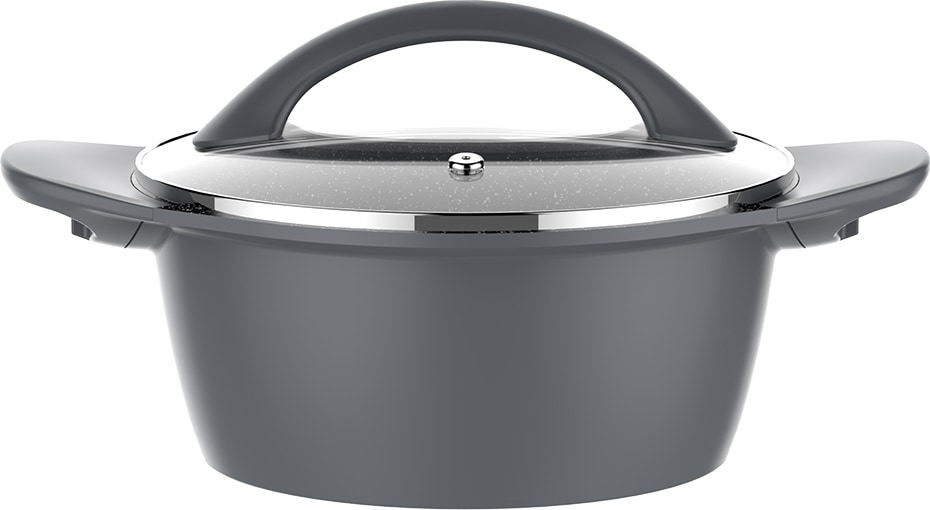 Schäfer Aluguss Schmortopf mit Glasdeckel,silber Ø32cm 9,6L Aluminium Kochtopf Antihaft Beschichtung