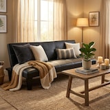 thumbnail of Divano letto pronto letto 3 posti in similpelle economico Topazio - Nero-DI1706PUN