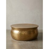 thumbnail of Couchtisch 75x31x75 cm Aluminium Gold Beistelltisch orientalisch rund, Flacher Hammerschlag Sofatisch Metall, Design Wohnzimmertisch modern,