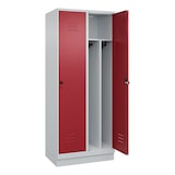 thumbnail of C+P Spind Classic PLUS, Sockel, 2 Abteile, HxBxT 195x80x50cm, Sicherheitsdrehriegel, Hellgrau/Rubinrot von PROREGAL