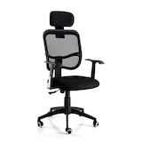 thumbnail of Oreste Luchetta Poltrona YEKOO nera con poggiatesta, tessuto traforato, base a ruote e schienale oscillante