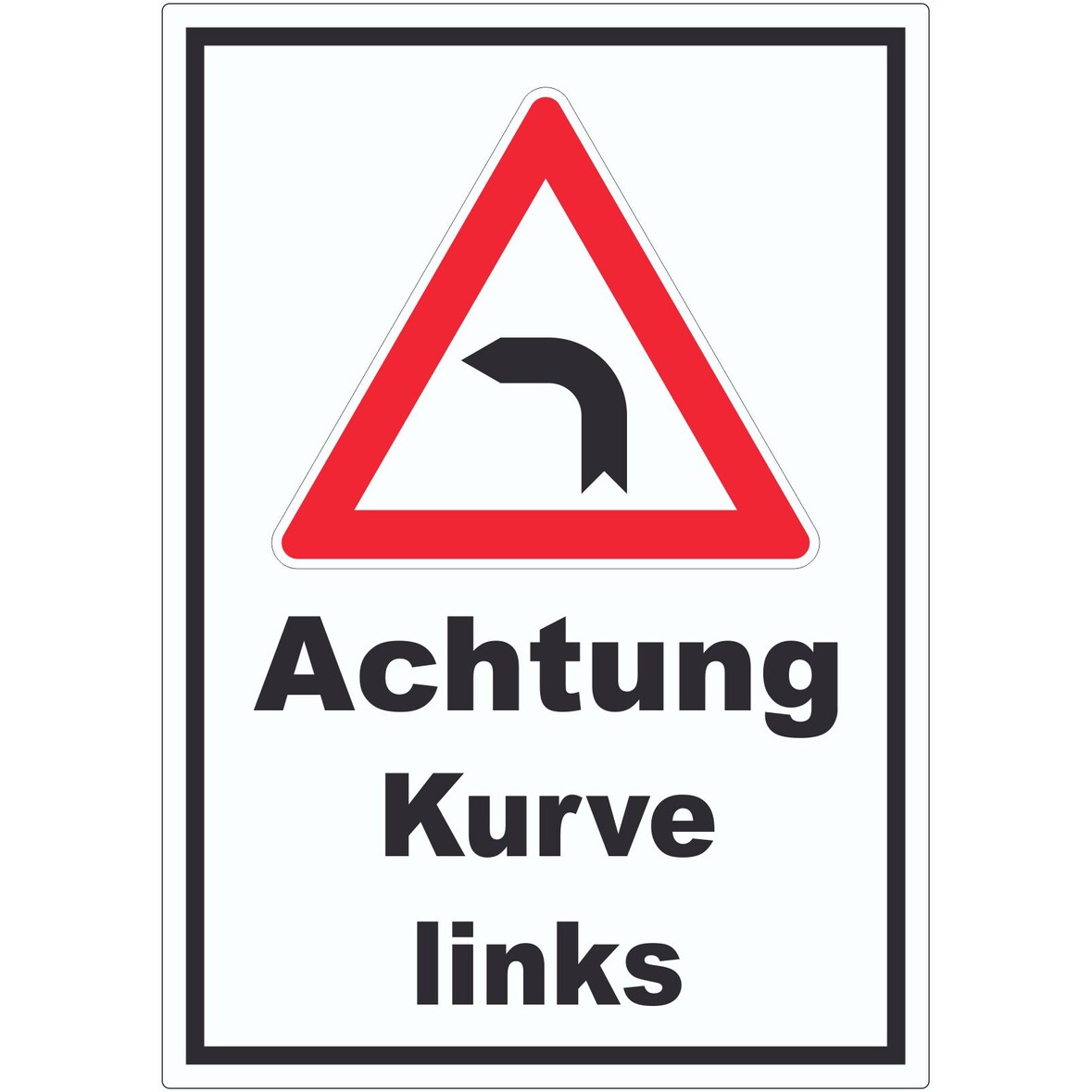 Aufkleber Achtung Kurve links A7 (74x105mm)
